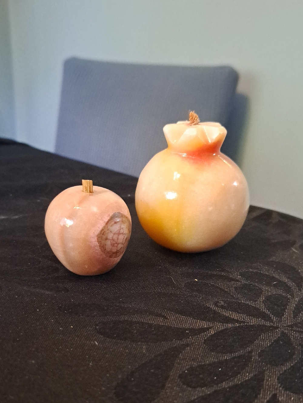 Peach Stone Decorative Fruit Figurines - Set of 2